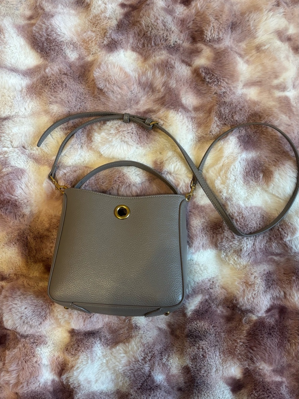 Gray Leather Crossbody Bag with Top Handle -MANGO